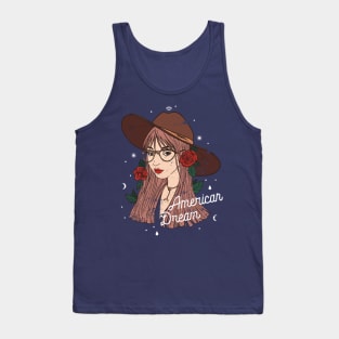 Living the American Dream: Our Cartoon Girl with Red Roses Tank Top